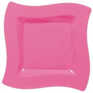  Lets Party By Amscan Hot Pink Wavy Square Plastic Dinner 