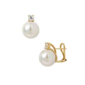  Majorica 12mm Round Pearl Stud Earrings with Cubic 