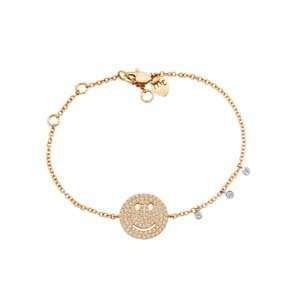 Meira T 14K Rose Gold Pave Set Diamonds Smiley Face Charm with Bezel 