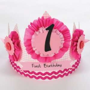 Mud Pie Baby 1st Birthday Paper Crown, Pink