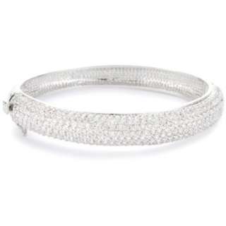 CZ by Kenneth Jay Lane Classic CZ Luxe Pave Rhodium Plated Oval 