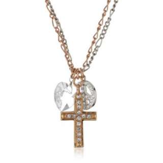 Betsey Johnson Betsey Basics Two Row Rose Gold Cross Necklace 