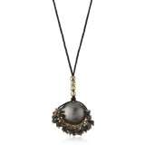   14k South Sea Pearl Necklace with Black Rough Diamond Fringe, 26