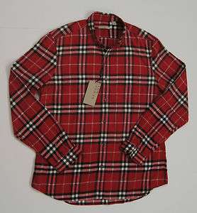 BURBERRY BRIT Men Button Down Check Shirts size XL   Military Red NEW 