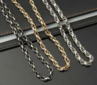 Gold Necklace Silver Chain Link Stainless Steel Choker Mens Vogue 