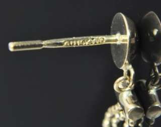  14K Gold Diamond Cut Woven Mesh Ball Wavy Chain Dangle Drop Earrings