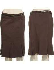 COMPONIX Stretch Paneled Skirt W/ Studded Belt [SM1011AH], Brown