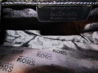 Michael Kors black patent leather & gold evening handbag purse clutch 