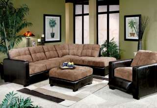 Brown Microfiber 2 Pc Sectional Sofa Set   FREE S/H  