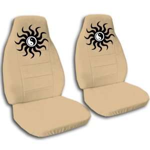  2 Tan Yin and Yang seat covers for a 2006 to 2012 Chevy Impala 