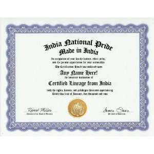 India Indian National Pride Certification Custom Gag Nationality 