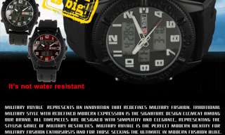 Brand New Men Sport Black Dial Rubber Band Army Watch 1  