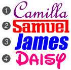 Personal name stickers for kids Motorbikes cars bedroom