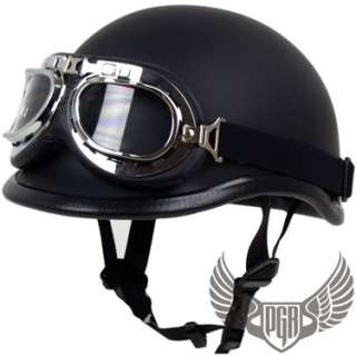 Flat Black Polo Motorcycle Half Helmet Goggle Novelt XL  