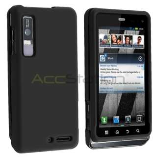 Rubber Black Hard Case Phone Cover for Motorola Droid 3  