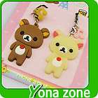   Rubber Rilakkuma Phone Straps Couple Bear Charms Keychains~~2pc​/set