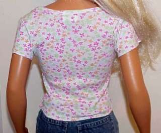 My Size Barbie Pink Tiny Flower Knit Top  