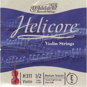  DAddario Violin Helicore Plain E 1/2 Size, H311 1/2 