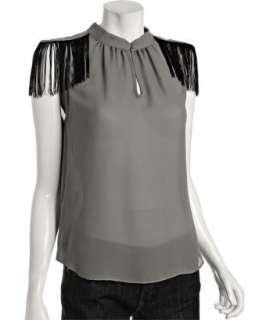 BCBGeneration slate chiffon fringe detail blouse   