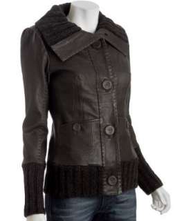 Mackage gunmetal lambskin Alix wool knit jacket   