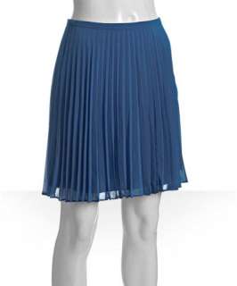 Halston Heritage royal blue pleated knee length skirt