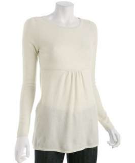 Hayden ivory cashmere ruched empire waist sweater   