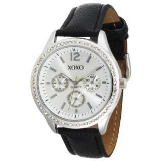 XOXO Womens XO3179 Silver Dial Black Lizard Strap Watch   designer 