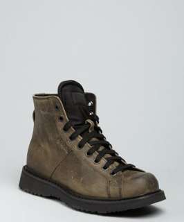Prada turtledove leather lace up casual boots  