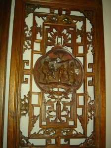 Antique Chinese interior divider screen panels Carved  