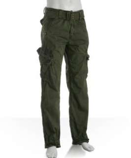 Jetlag dark green cotton Luca belted cargo pants   