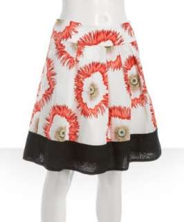 Leifsdottir red pleated cotton Poppy Expression skirt   up 