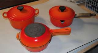 VINTAGE LE CREUSET ENAMEL COOKWARE 6 PIECE SET FLAME  