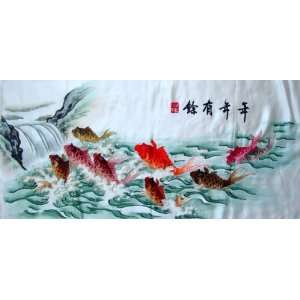  Beautiful Chinese Hunan Silk Embroidery Koi Fish 