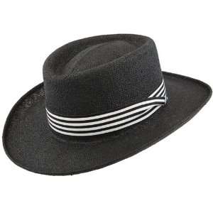   Straw Summer Hat Fined Twisted Cord Gambler Mens Size Large Black
