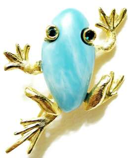 VINTAGE FROG PIN in TURQUOISE 1960s SPHINX for KJL N/OS  