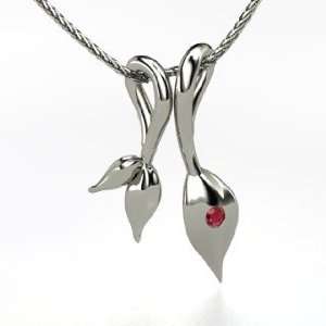  Leaf Bouquet Pendant Set, 14K White Gold Necklace with 