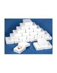 25 White Swirl Cotton Charm Jewelry Boxes Gift Display 2 1/8