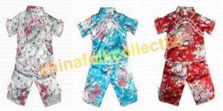 Chinese Baby Child Kid Girl Peony Shirt Pants Set  