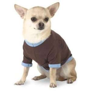    Doggie Skins Ringer T shirt Small   Brown/Light Blue