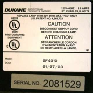 Dukane Starfire SF4010 Portable Overhead Projector  