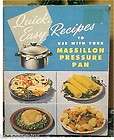 1946 MASSILLON PRESSURE PAN Cooker Cookbook~WWII Era Recipes~How to 