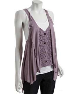 style #315626402 lavender linen blend Love Joy crocheted slub vest