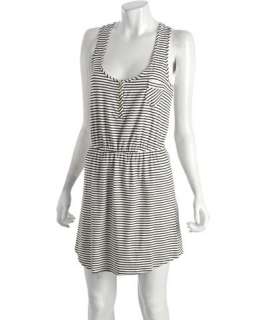 Shoshanna white and black striped jersey racerback coverup