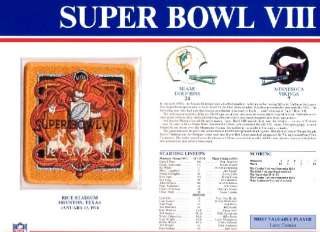 1974 NFL Super Bowl VIII Patch Dolphins vs Vikings W&W  