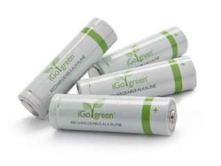 New iGo Green Battery Charger w 4 Rechargeable AA Alkaline Batteries 