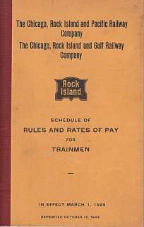   Rock Island Railroad Schedule of Rules & Rates of Pay Trainmen  