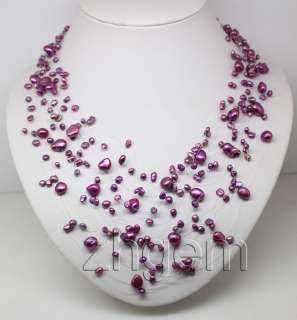 21 rows shinning star purple pearl necklace 17 20long  