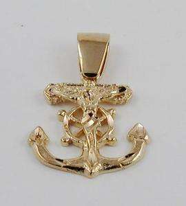 18K GOLD EP LARGE CROSS CRUCIFIX ANCHOR PENDANT  