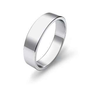  4.4g Mens Flat Wedding Band 5mm 14k White Gold Ring (6) Jewelry