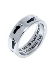   Ring with Black Enamel Footprints   Inspirational jewelry for men or